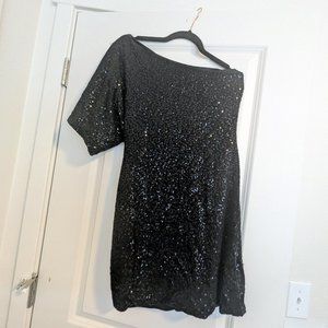 Off the Shoulder Black Sparkly Dress
